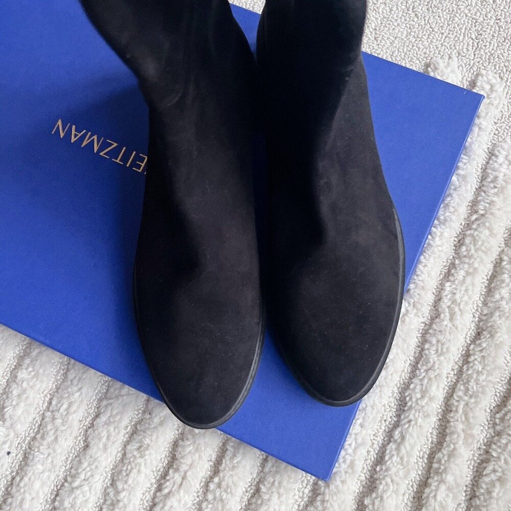 Stuart Weitzman City  Womens Over-the-knee OTK Stretchy Boots Black Suede US 9.5 - Picture 7 of 12